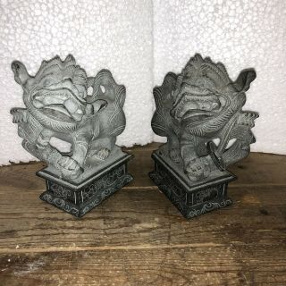 Chinese Fengshui Stone Evil Door Guardian Foo Dog Lion Beast Pair Moving Parts