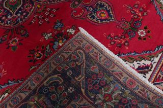 VINTAGE Geometric RED Persian Area Rug Oriental Large Hand - Knotted Wool 10 ' x13 ' 11