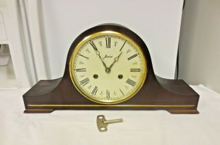 W Haid Germany Westminster Chiming Wood Mantel Shelf Clock 150 - 010 - - Key
