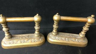 Antique Brass Fire Place Tool Rests Ca 1860