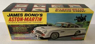 Vtg 1960s Gilbert JAMES BOND Aston Martin TIN Battery Operated CAR w/ Box 11