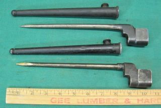 Pair Ww2 Spike Bayonet With Scabbard For The British Enfield No.  4 Mk 1 Rifle