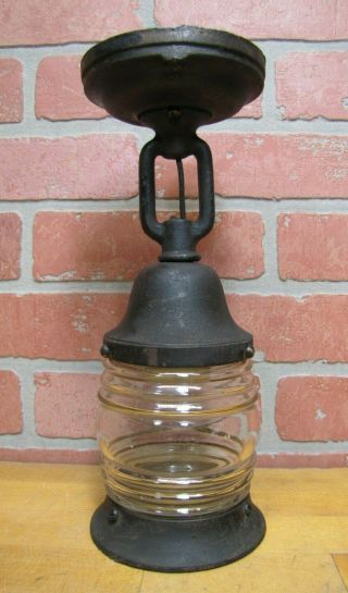 Antique Cast Iron Ribbed Glass Pat Pend Light Lamp Fixture Hd Architectural Hdwr