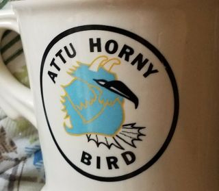 Vintage Coast Guard Station Attu Horny Bird Coffee Cup Mug Alaska W/ Horns