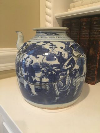 Antique Ming Chinese Blue And White Porcelain Teapot Rice Wine Pot