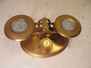 Quality Jasper ware Brass Postal Scales,  Postage Scales,  Weights ref 4352 3