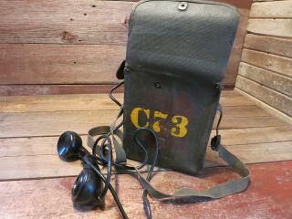 WWII Vintage Signal Corps US ARMY Telephone With Case - PARTS 11