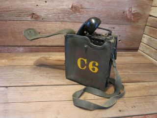 Wwii Vintage Signal Corps Us Army Telephone With Case - Parts