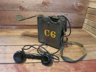 WWII Vintage Signal Corps US ARMY Telephone With Case - PARTS 2