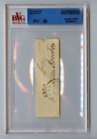 Sam Houston Signed Frank JSA Cut Auto Autograph Signature BAS Encased 3