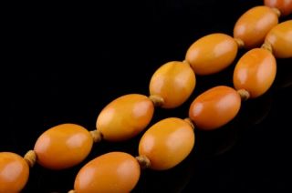 FINE ANTIQUE CHINESE NATURAL BUTTERSCOTCH EGG YOLK AMBER GRADUATED BEAD NECKLACE 5