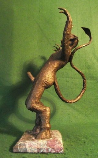 Antique Patina Style Bronzed Nude Demon Occult Statue Phallic Devil Sculpture