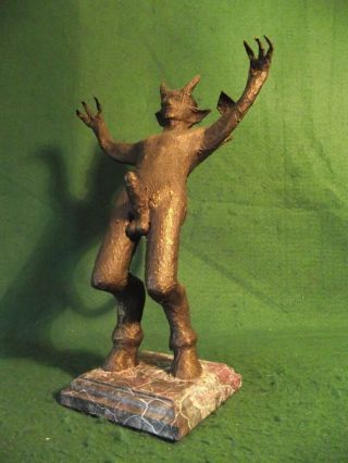 Antique Patina Style Bronzed Nude Demon Occult Statue Phallic Devil Sculpture 6