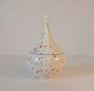 Vintage Mid Century Modern Orange Speckled Ceramic Lidded Jar H.  Vesely 1975