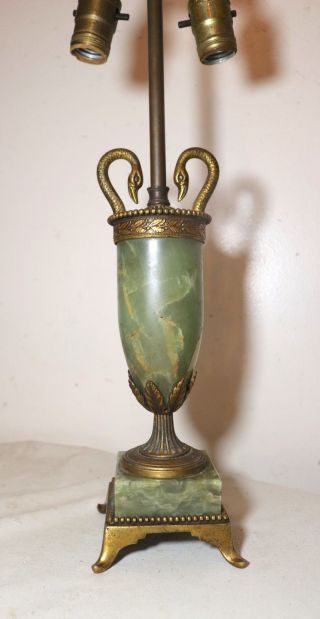 antique ornate gilt bronze green onyx stone figural serpent electric table lamp 2