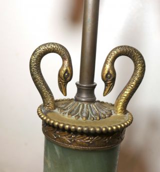 antique ornate gilt bronze green onyx stone figural serpent electric table lamp 4