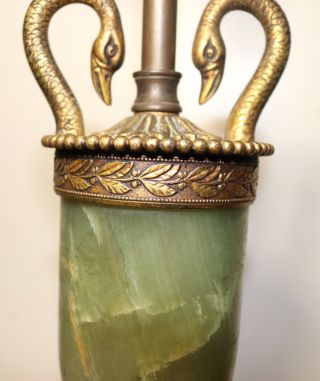 antique ornate gilt bronze green onyx stone figural serpent electric table lamp 5