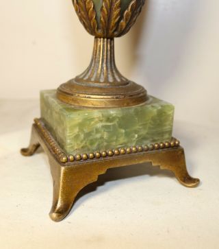 antique ornate gilt bronze green onyx stone figural serpent electric table lamp 7
