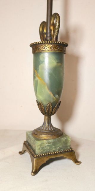 antique ornate gilt bronze green onyx stone figural serpent electric table lamp 8