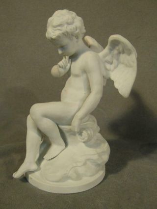 Antique Sevres 9 " Biscuit Figurine Of Winged Cupid After Falconet