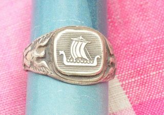 Vintage Sterling Silver Us Army 99th Norwegian Battalion Ring S - 10 165