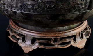 LARGE EARLY CHINESE ARCHAIC BRONZE MASK HANDLE HU VASE MING DYNASTY MARKED 11