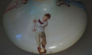 EXCEPTIONAL 19TH CENTURY BASEBALL TENNIS ETC.  RELATED LARGE OIL LAMP SHADE 6