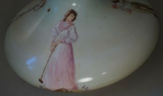 EXCEPTIONAL 19TH CENTURY BASEBALL TENNIS ETC.  RELATED LARGE OIL LAMP SHADE 7