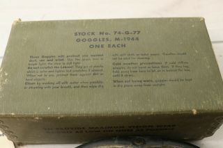 M - 1944 Goggles WWII Dated 1944 W/ Box Lens Vintage Military Polaroid 74 - G - 77 5