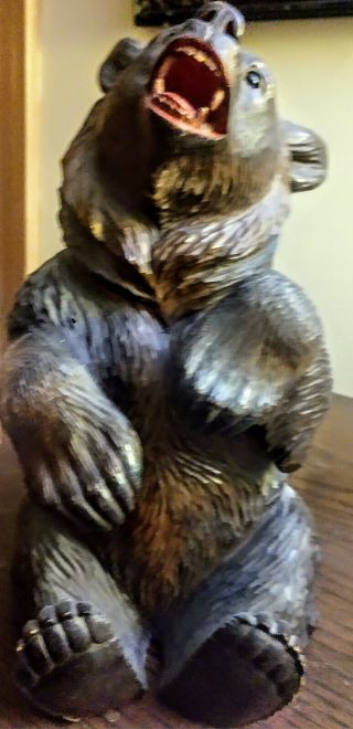 Antique Large Swiss Black Forest Hand Carved Bear 9 - 1/2in.