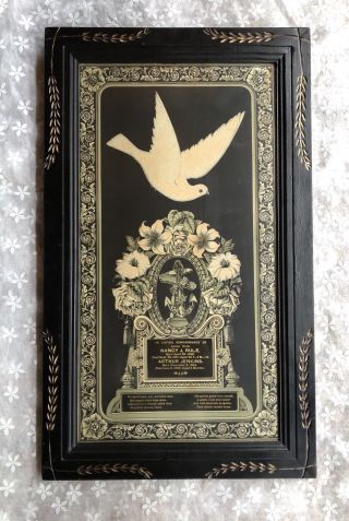 Antique Mourning Dove Picture Victorian Framed 30x18 Anchor Flowers