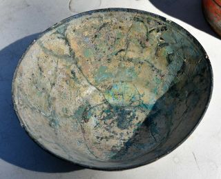 Ancient Persian Luristan Mesopotamian Pottery Bowl Areas Of Iridescence Restored 10