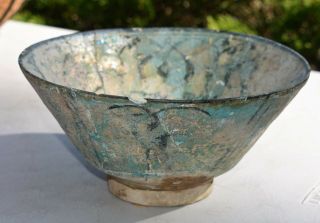 Ancient Persian Luristan Mesopotamian Pottery Bowl Areas Of Iridescence Restored