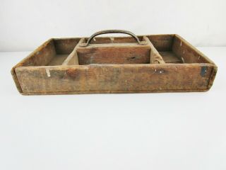 Vtg Antique Primitive Wooden Tote Box Rustic Farm Carrier Caddy Weathered Wood 5
