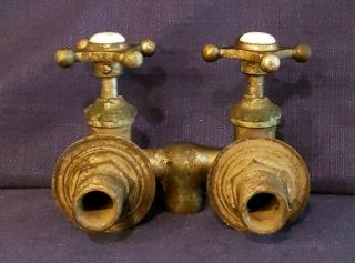 Vintage Haydenville Brass Wall Mounted Mixer Faucet w/Porcelain Tub Sink Tap 5