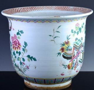 FINE c1880 CHINESE FAMILLE ROSE PRECIOUS OBJECT PARROT BIRD SCENIC PLANTER VASE 4