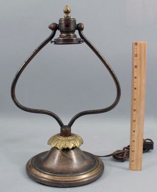Antique,  Early 20thc Brass Table Or Desk Lamp For Art Glass Shade,  Nr