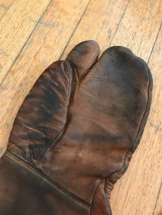 1917 WWI LEATHER GLOVES BOB LONG TORONTO TRAPPER VINTAGE 1910’s 2