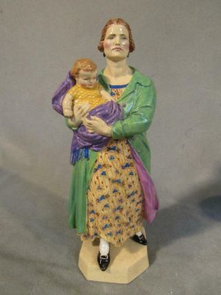 Rare Charles Vyse British Studio Pottery Chelsea 1923 Figurine - Mom & Baby