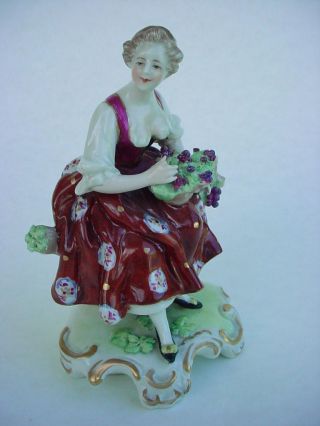 Circa 1900 German Dresden Volkstedt Porcelain Lady 