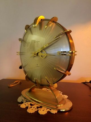 Europa Sunburst Top Mantel Alarm Clock 9.  8 Inch Vintage 8 Day 7 Jewels Germany