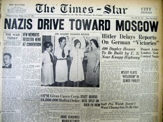 5 1941 Ww Ii Display Newspapers Nazi Germany Invades Russia Operation Barbarossa