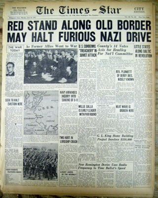 5 1941 WW II display newspapers NAZI GERMANY INVADES RUSSIA Operation Barbarossa 5