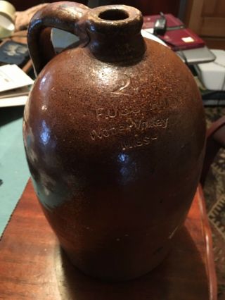 RARE B.  F.  USSERY Stoneware Pottery JUG,  WATER VALLEY MISSISSIPPI 10