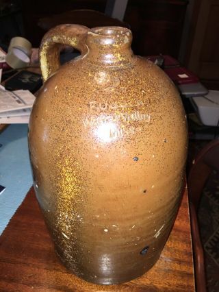 RARE B.  F.  USSERY Stoneware Pottery JUG,  WATER VALLEY MISSISSIPPI 11