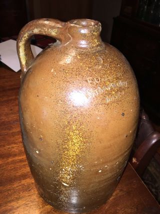 RARE B.  F.  USSERY Stoneware Pottery JUG,  WATER VALLEY MISSISSIPPI 12