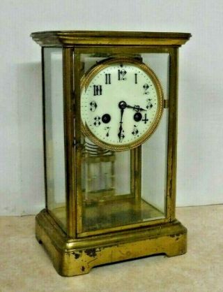 Antique Bailey Banks Biddle French 8 Day Chime Clock Crystal Regulator