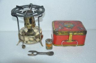 Vintage Boxed Brass & Iron Primus No.  210 Unique Solid Kerosene Stove,  Sweden