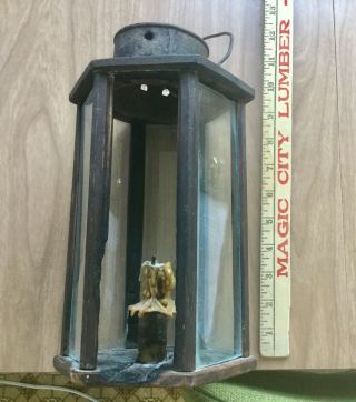 PRIMITIVE LIGHTING Wood,  Tin & Glass Candle Lantern ONE OF KIND 6