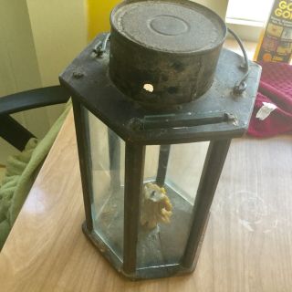 PRIMITIVE LIGHTING Wood,  Tin & Glass Candle Lantern ONE OF KIND 9